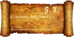 Zierhuth Nándor névjegykártya